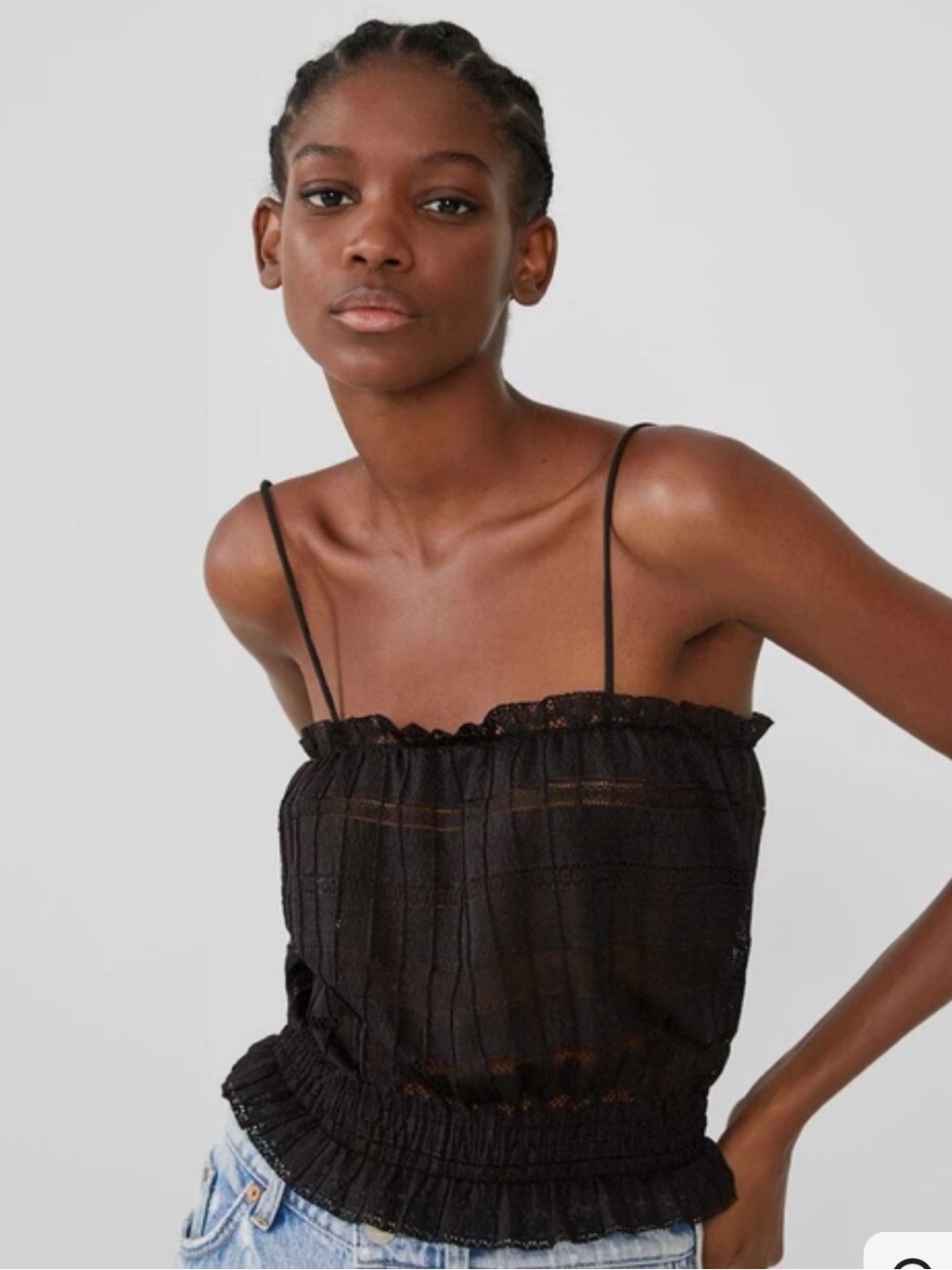Nwt. Zara Black Lace Textured Top. Size S.